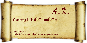 Abonyi Kálmán névjegykártya