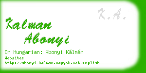kalman abonyi business card